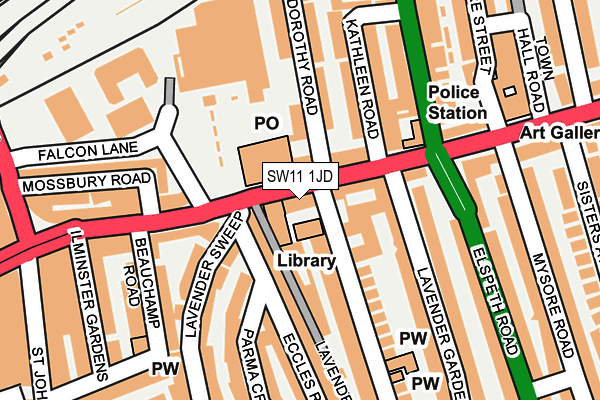 SW11 1JD map - OS OpenMap – Local (Ordnance Survey)