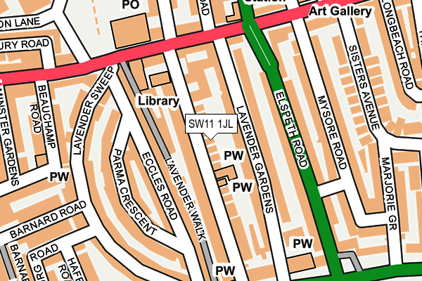 SW11 1JL map - OS OpenMap – Local (Ordnance Survey)
