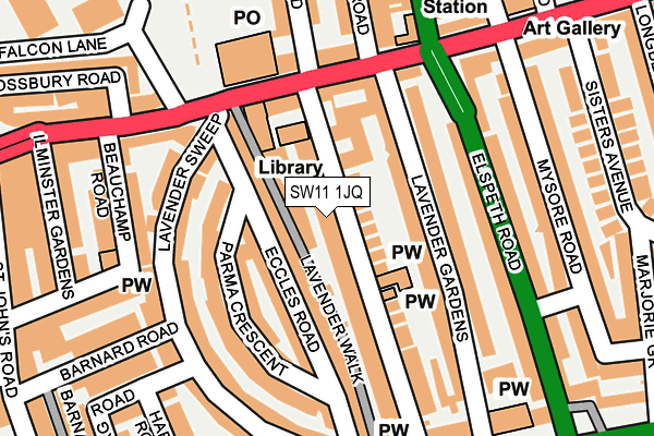 SW11 1JQ map - OS OpenMap – Local (Ordnance Survey)