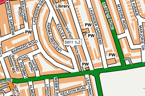 SW11 1LZ map - OS OpenMap – Local (Ordnance Survey)