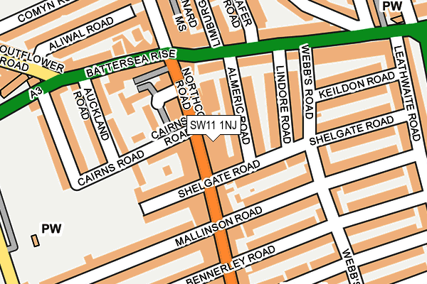 SW11 1NJ map - OS OpenMap – Local (Ordnance Survey)