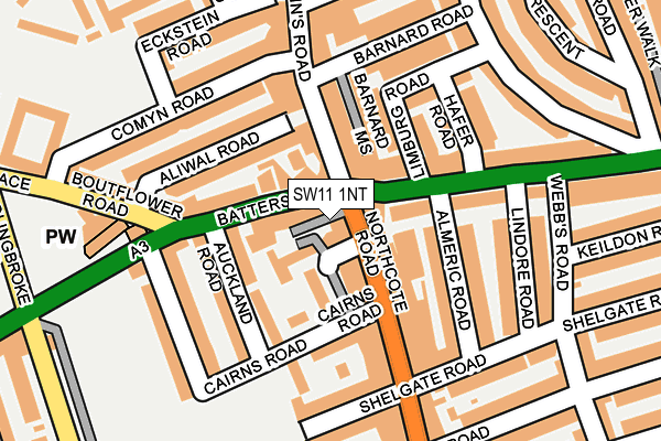 SW11 1NT map - OS OpenMap – Local (Ordnance Survey)