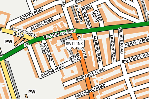 SW11 1NX map - OS OpenMap – Local (Ordnance Survey)