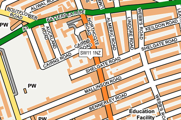 SW11 1NZ map - OS OpenMap – Local (Ordnance Survey)