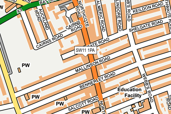 SW11 1PA map - OS OpenMap – Local (Ordnance Survey)