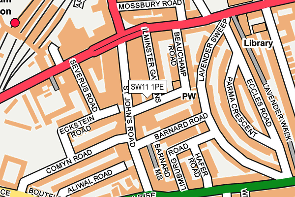 SW11 1PE map - OS OpenMap – Local (Ordnance Survey)