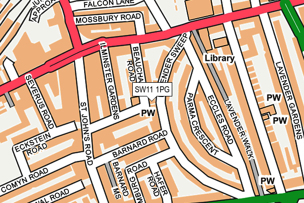 SW11 1PG map - OS OpenMap – Local (Ordnance Survey)