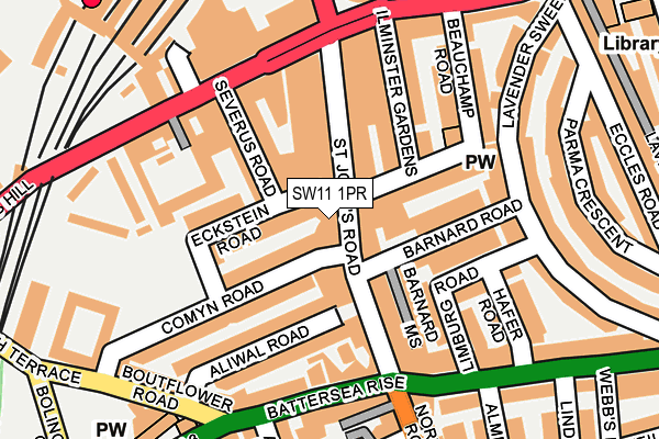 SW11 1PR map - OS OpenMap – Local (Ordnance Survey)