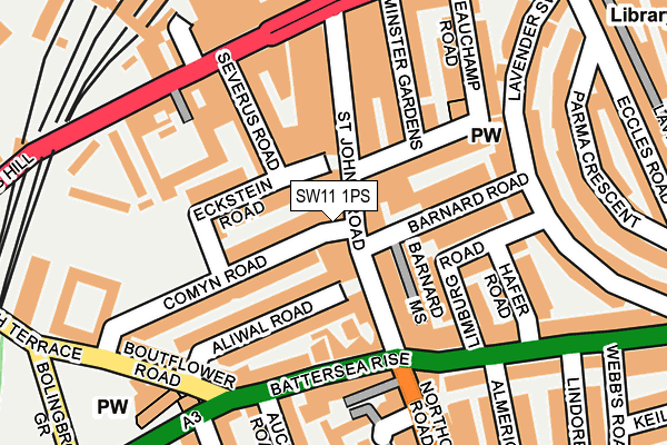 SW11 1PS map - OS OpenMap – Local (Ordnance Survey)