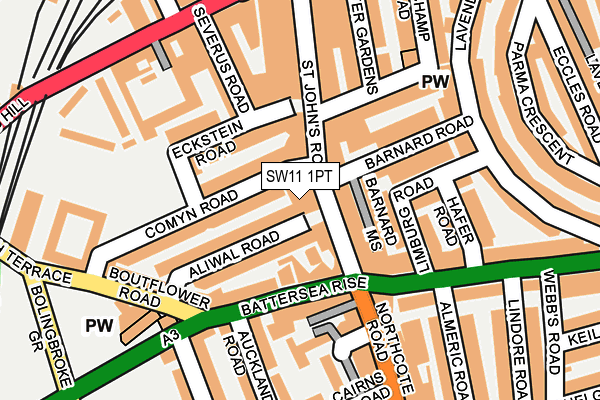 SW11 1PT map - OS OpenMap – Local (Ordnance Survey)