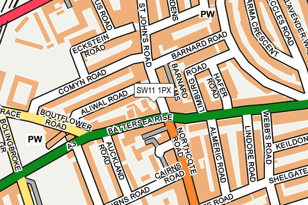 SW11 1PX map - OS OpenMap – Local (Ordnance Survey)