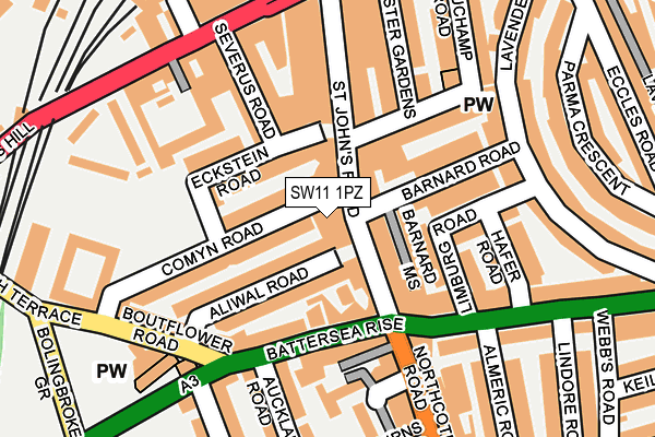 SW11 1PZ map - OS OpenMap – Local (Ordnance Survey)