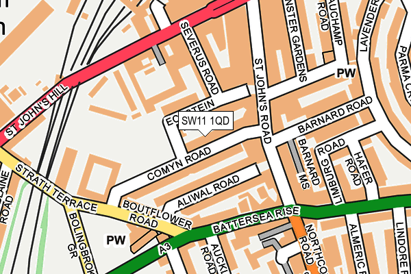 SW11 1QD map - OS OpenMap – Local (Ordnance Survey)