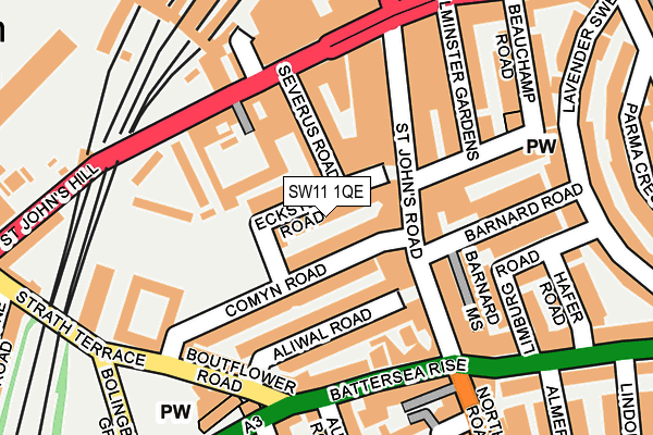 SW11 1QE map - OS OpenMap – Local (Ordnance Survey)