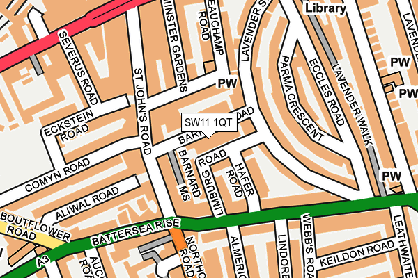 SW11 1QT map - OS OpenMap – Local (Ordnance Survey)