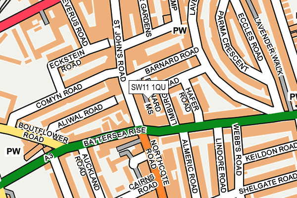 SW11 1QU map - OS OpenMap – Local (Ordnance Survey)