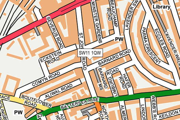 SW11 1QW map - OS OpenMap – Local (Ordnance Survey)