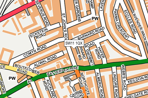 SW11 1QX map - OS OpenMap – Local (Ordnance Survey)