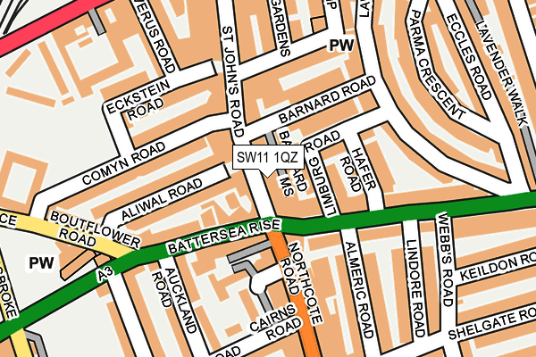 SW11 1QZ map - OS OpenMap – Local (Ordnance Survey)