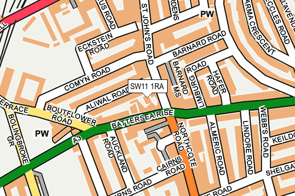 SW11 1RA map - OS OpenMap – Local (Ordnance Survey)
