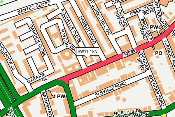 SW11 1SN map - OS OpenMap – Local (Ordnance Survey)