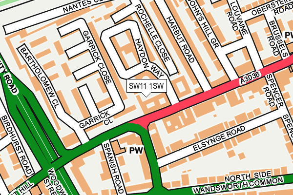 SW11 1SW map - OS OpenMap – Local (Ordnance Survey)