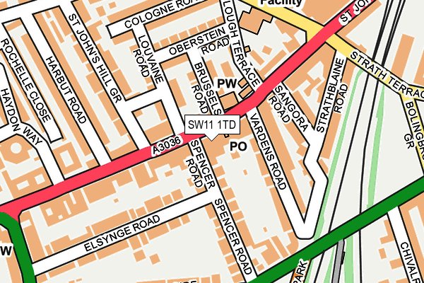 SW11 1TD map - OS OpenMap – Local (Ordnance Survey)