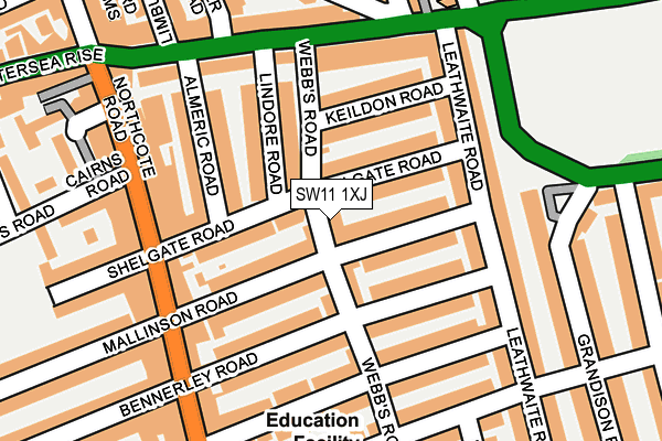 SW11 1XJ map - OS OpenMap – Local (Ordnance Survey)