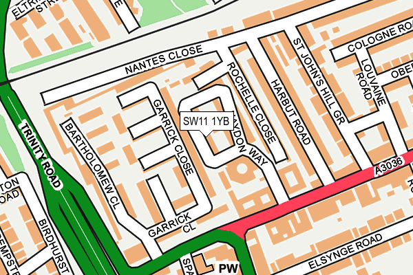 SW11 1YB map - OS OpenMap – Local (Ordnance Survey)