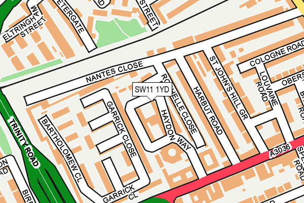 SW11 1YD map - OS OpenMap – Local (Ordnance Survey)