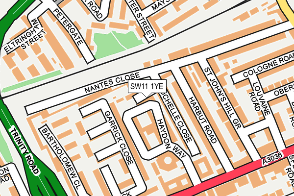 SW11 1YE map - OS OpenMap – Local (Ordnance Survey)