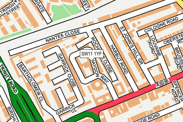 SW11 1YF map - OS OpenMap – Local (Ordnance Survey)