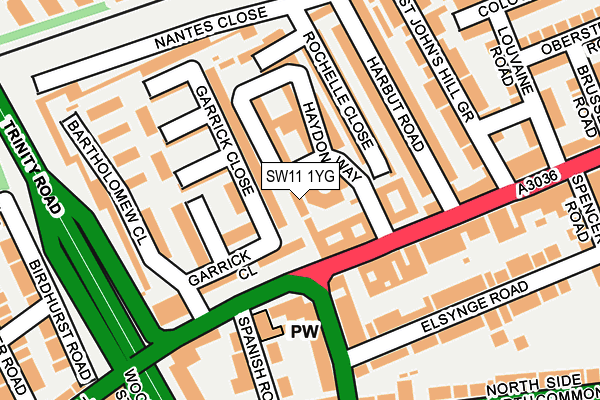 SW11 1YG map - OS OpenMap – Local (Ordnance Survey)