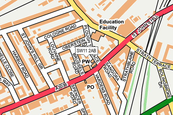 SW11 2AB map - OS OpenMap – Local (Ordnance Survey)