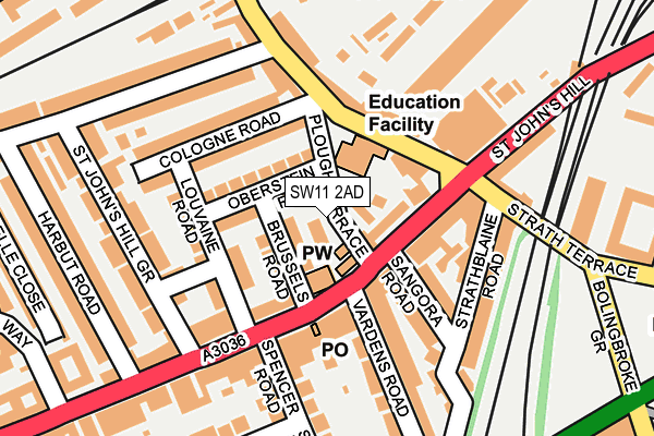 SW11 2AD map - OS OpenMap – Local (Ordnance Survey)