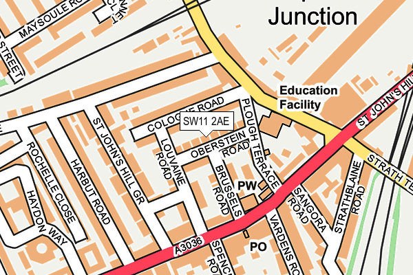 SW11 2AE map - OS OpenMap – Local (Ordnance Survey)