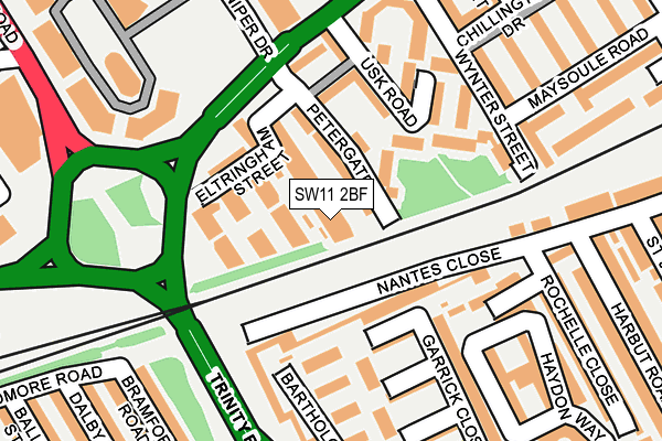 SW11 2BF map - OS OpenMap – Local (Ordnance Survey)