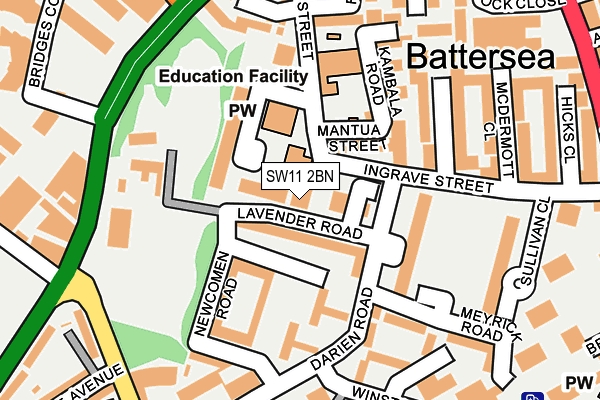 SW11 2BN map - OS OpenMap – Local (Ordnance Survey)