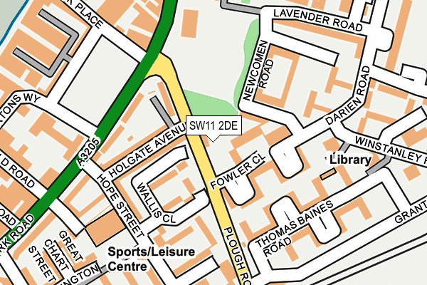 SW11 2DE map - OS OpenMap – Local (Ordnance Survey)