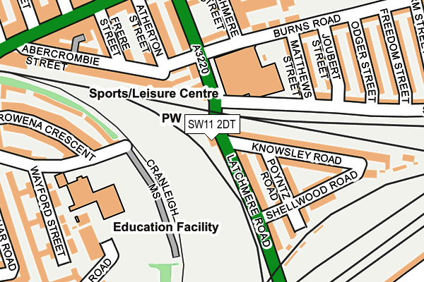 SW11 2DT map - OS OpenMap – Local (Ordnance Survey)