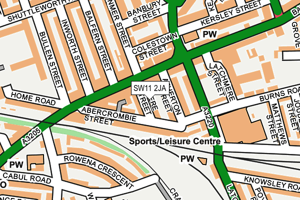 SW11 2JA map - OS OpenMap – Local (Ordnance Survey)