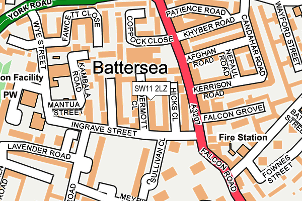 SW11 2LZ map - OS OpenMap – Local (Ordnance Survey)