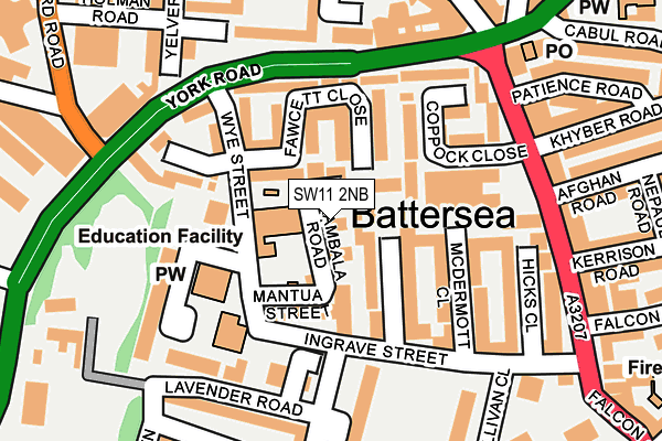 SW11 2NB map - OS OpenMap – Local (Ordnance Survey)