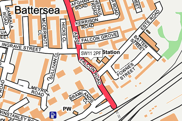 SW11 2PF map - OS OpenMap – Local (Ordnance Survey)