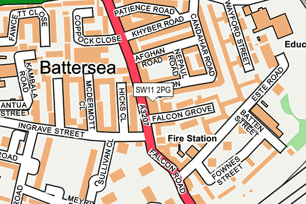 SW11 2PG map - OS OpenMap – Local (Ordnance Survey)