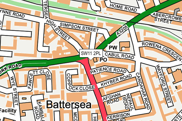 SW11 2PL map - OS OpenMap – Local (Ordnance Survey)