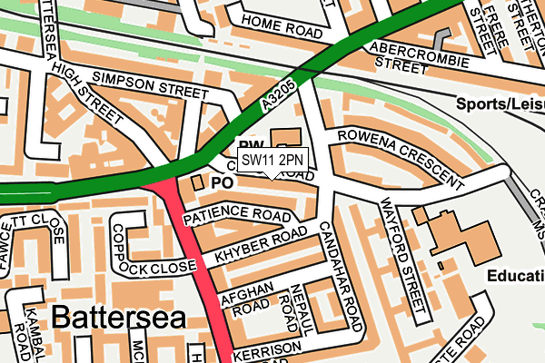 SW11 2PN map - OS OpenMap – Local (Ordnance Survey)