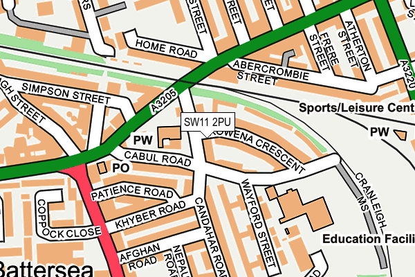 SW11 2PU map - OS OpenMap – Local (Ordnance Survey)