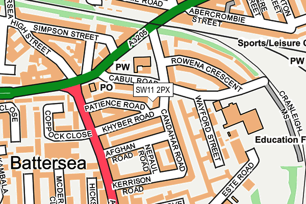 SW11 2PX map - OS OpenMap – Local (Ordnance Survey)