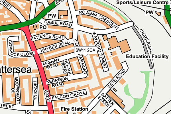 SW11 2QA map - OS OpenMap – Local (Ordnance Survey)